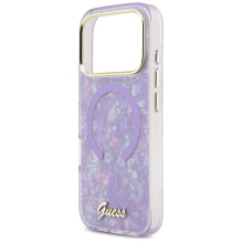 „Guess IML Shell Script Metal MagSafe“ dėklas, skirtas „iPhone 17 Pro Max“ – violetinis