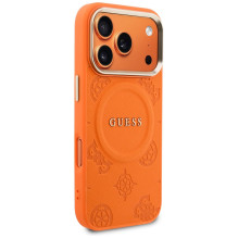„Guess Peony Hot Stamp MagSafe“ dėklas, skirtas „iPhone 17 Pro Max“ – oranžinis