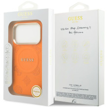 „Guess Peony Hot Stamp MagSafe“ dėklas, skirtas „iPhone 17 Pro Max“ – oranžinis