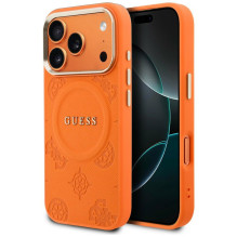 „Guess Peony Hot Stamp MagSafe“ dėklas, skirtas „iPhone 17 Pro“ – oranžinis