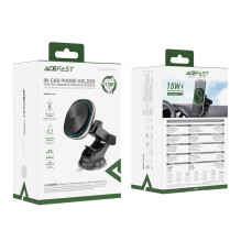 Acefast D42 Magnetic Dashboard Mount with Wireless Charger, MagSafe Compatible - Black