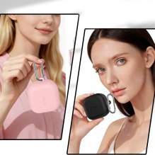 „Tech-Protect“ silikoninis dėklas su kabliuku, skirtas „Samsung Galaxy Buds 4 / 4 Pro“ – violetinis „Tech-Protect“ silikoninis dėklas su kabliuku, skirtas „Samsung Galaxy Buds 4 / 4 Pro“ – violetinis