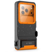 „Tech-Protect IPX8 Pro“ vandeniui atsparus telefono dėklas – oranžinis ir juodas „Tech-Protect IPX8 Pro“ vandeniui atsparus telefono dėklas – oranžinis ir juodas