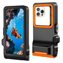 „Tech-Protect IPX8 Pro“ vandeniui atsparus telefono dėklas – oranžinis ir juodas „Tech-Protect IPX8 Pro“ vandeniui atsparus telefono dėklas – oranžinis ir juodas