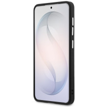 „Guess“ fiksuotas blizgučiais dengtas trikampio formos „MagSafe“ dėklas, skirtas „Samsung Galaxy S26+“ – sidabrinis