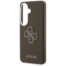 „Guess“ grūdėtas didelis 4G metalinis logotipo dėklas, skirtas „Samsung Galaxy S26“ - rudas