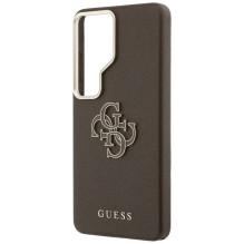 „Guess“ grūdėtas didelis 4G metalinis logotipo dėklas, skirtas „Samsung Galaxy S26 Ultra“ – rudas