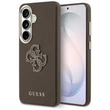 „Guess“ grūdėtas didelis 4G metalinis logotipo dėklas, skirtas „Samsung Galaxy S26+“ – rudas