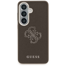 „Guess“ grūdėtas didelis 4G metalinis logotipo dėklas, skirtas „Samsung Galaxy S26+“ – rudas
