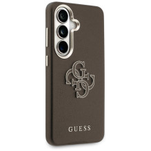 „Guess“ grūdėtas didelis 4G metalinis logotipo dėklas, skirtas „Samsung Galaxy S26+“ – rudas