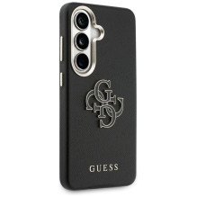 „Guess“ grūdėtas didelis 4G metalinis logotipo dėklas, skirtas „Samsung Galaxy S26+“ - juodas