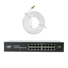 PNI SW016 16 x 10 / 100 / 1000 Mbps switch package, Gigabit, metal case and 3m CAT8 patch PNI U8030W