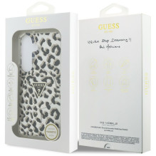 „Guess IML“ leopardo rašto trikampio formos „MagSafe“ dėklas, skirtas „Samsung Galaxy S26“ – juodas