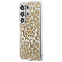 Guess IML Leopard Print Triangle MagSafe Case for Samsung Galaxy S26 Ultra - Brown