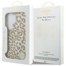 „Guess IML“ leopardo rašto trikampio formos „MagSafe“ dėklas, skirtas „Samsung Galaxy S26 Ultra“ – rudas