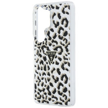 „Guess IML“ leopardo rašto trikampio formos „MagSafe“ dėklas, skirtas „Samsung Galaxy S26 Ultra“ – juodas