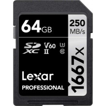 Lexar SDXC 64GB Class 10 V60 U3 UHS-II LSD64GCB1667