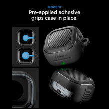 „Spigen Rugged Armor“ dėklas, skirtas „Samsung Galaxy Buds 4 / 4 Pro“ – matinės juodos spalvos „Spigen Rugged Armor“ dėklas, skirtas „Samsung Galaxy Buds 4 / 4 Pro“ – matinės juodos spalvos