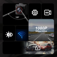 AKEEYO P1 automobilio vaizdo įrašymo įrenginys „FullHD“ 30 kadrų per sekundę – juodas