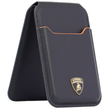 Lamborghini D1 Genuine Leather MagSafe mobile phone wallet - black and orange