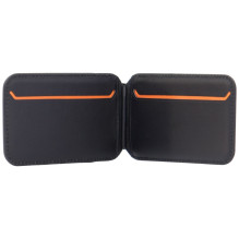 Lamborghini D1 Genuine Leather MagSafe mobile phone wallet - black and orange