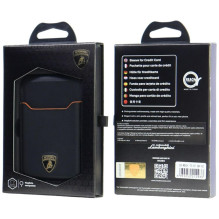 Lamborghini D1 Genuine Leather MagSafe mobile phone wallet - black and orange