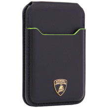Lamborghini D1 Genuine Leather MagSafe Phone Wallet - Black and Green