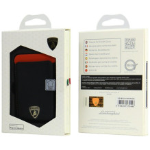 Lamborghini Urus D8 Genuine Leather MagSafe Magnetic Phone Wallet - Black and Red