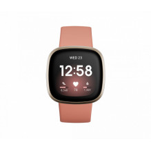 Fitbit - Versa 3 Soft Gold Aluminum Pink Clay