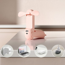 Jisulife Handheld Fan Life8 Portable USB Fan with Power Bank Function 2000mAh and Flashlight - Pink