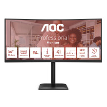 LCD Monitor, AOC, 34 ", 3440 x 1440 pixels, UltraWide Quad HD, Native aspect ratio 21:9, LCD, Curved, CU34E4CV