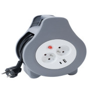 Montis Przedłużacz domowy zwijany z USB 10m MT188 2 AC outlet(s)