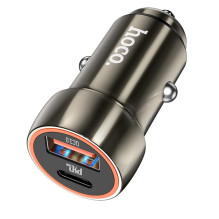 Automobilinis įkroviklis Hoco Z46A USB-A / Type-C PD20W+QC3.0 pilkas