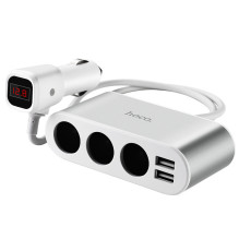 Car charger-hub Hoco Z13 with 2 USB ports and three connectors