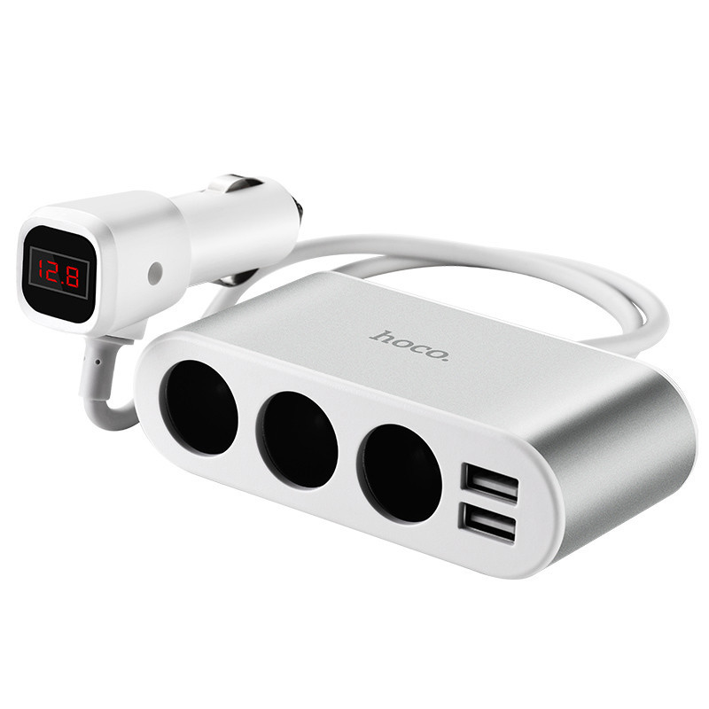 Car charger-hub Hoco Z13 with 2 USB ports and three connectors