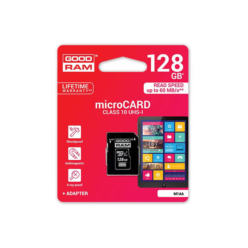 Atminties korta Goodram microSD 128Gb (class 10) + SD adapter