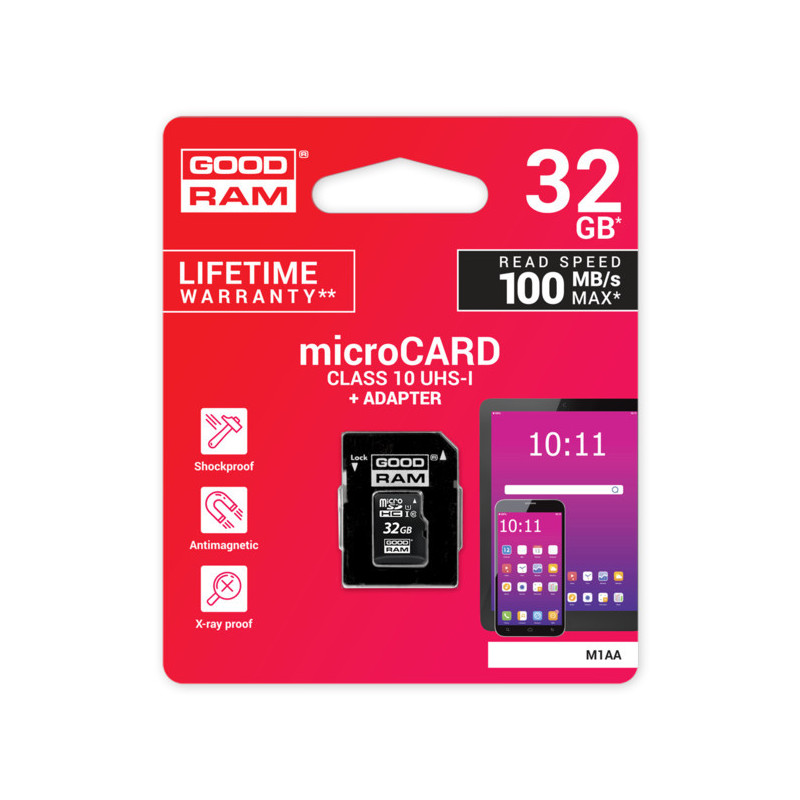 Memory card Goodram microSD 32Gb (class 10) + SD adapter