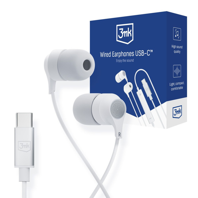 3mk Wired Earphones USB-C white