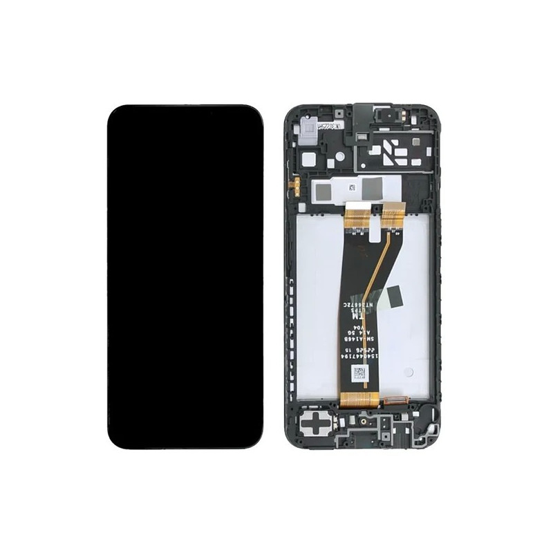 Ekranas Samsung A145 A14 4G su lietimui jautriu stikliuku ir rėmeliu Black ORG