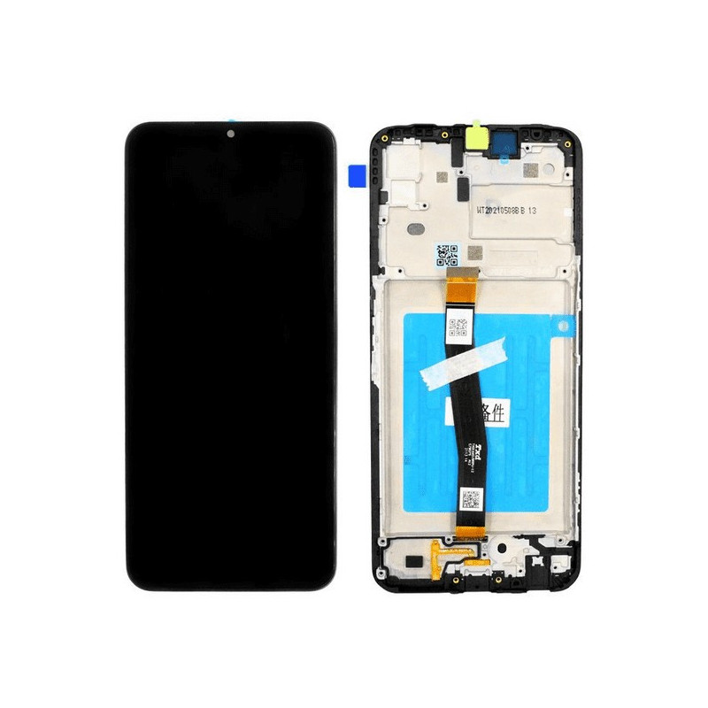 Ekranas Samsung A226 A22 5G su lietimui jautriu stikliuku ir rėmeliu Black ORG