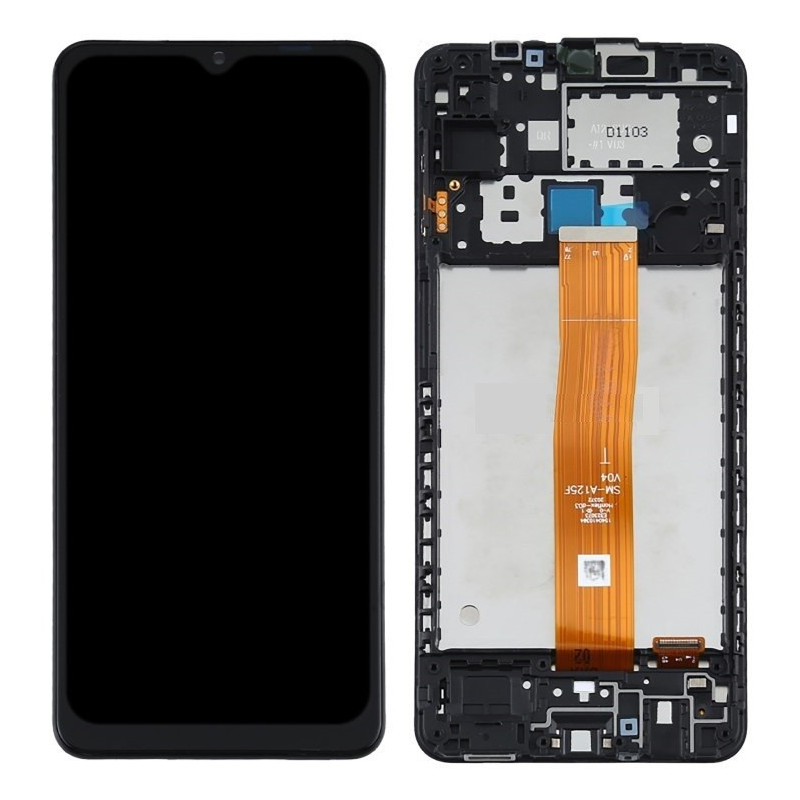 Screen Samsung A125 A12 with touch screen and frame original Black (service pack)