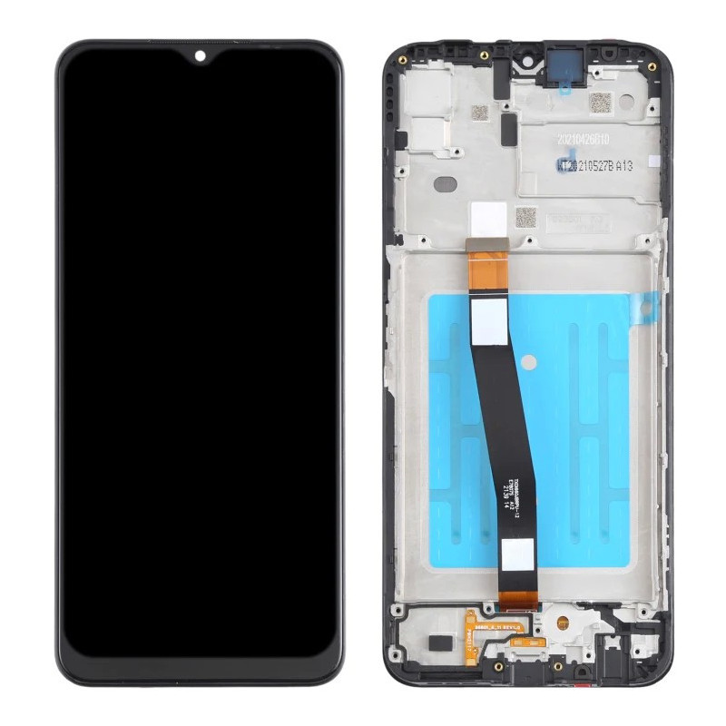 Ekranas Samsung A136 A13 5G su lietimui jautriu stikliuku ir rėmeliu originalus Black (service pack)
