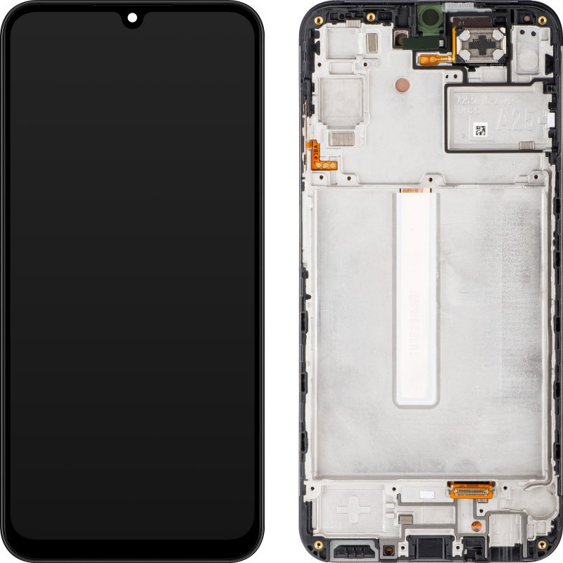 Ekranas Samsung A256 A25 5G su lietimui jautriu stikliuku ir rėmeliu originalus Black (service pack)
