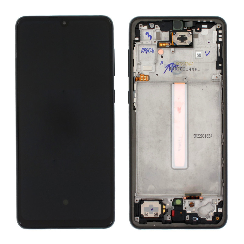 Ekranas Samsung A336 A33 5G su lietimui jautriu stikliuku ir rėmeliu originalus Awesome Black (assembled service pack)