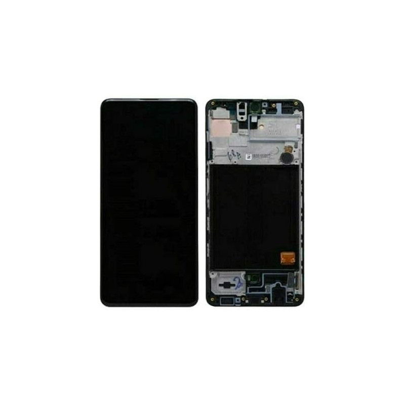 Ekranas Samsung A515 A51 su lietimui jautriu stikliuku ir rėmeliu juodas OLED (real size)