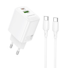 Įkroviklis Borofone BN29 30W USB-C / USB-A + USB-C to USB-C cable 1.0m baltas