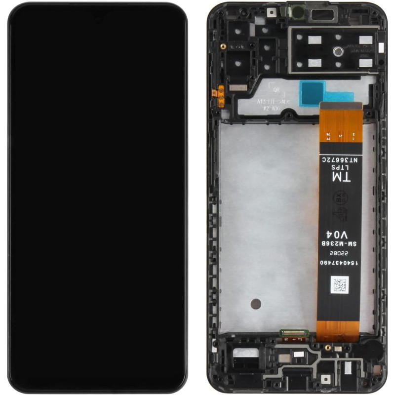 Ekranas Samsung A137 A13 2022 su lietimui jautriu stikliuku su rėmeliu juodas ORG
