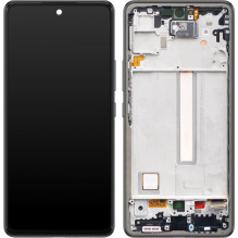 Ekranas Samsung A536 A53 5G su lietimui jautriu stikliuku ir rėmeliu originalus Awesome Black (service pack)