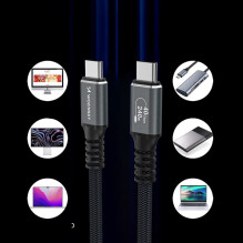 USB kabelis Wozinsky WPS-UY41S USB-C Thunderbolt 4 240W 1.0m juodas USB kabelis Wozinsky WPS-UY41S USB-C Thunderbolt 4 240W 1.0m juodas