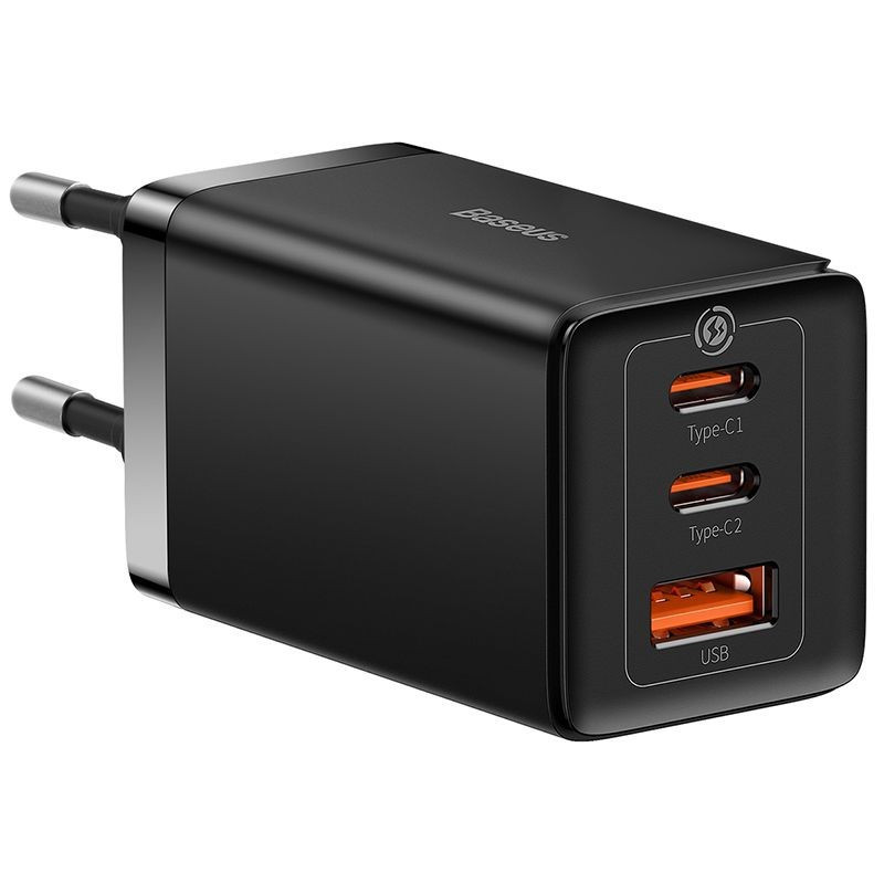 Įkroviklis Baseus GaN5 Pro 65W 2xUSB-C / USB-A + USB-C to USB-C cable juodas CCGP120201